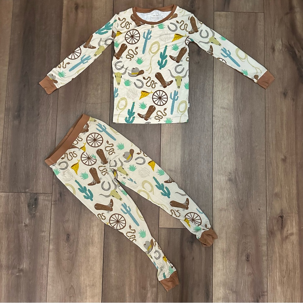 Little Sleepies Western Adventure Pajama Set - Cream and Brown